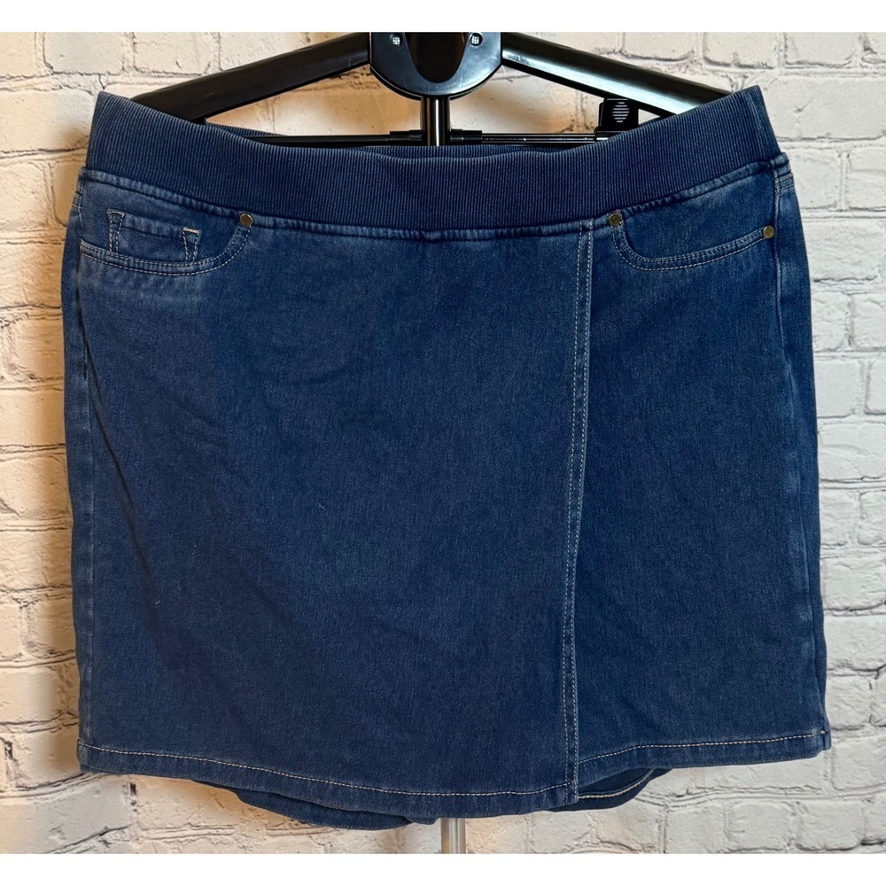 Gloria Vanderbilt Womens Blue Denim‎ Pull On Skort Size 16